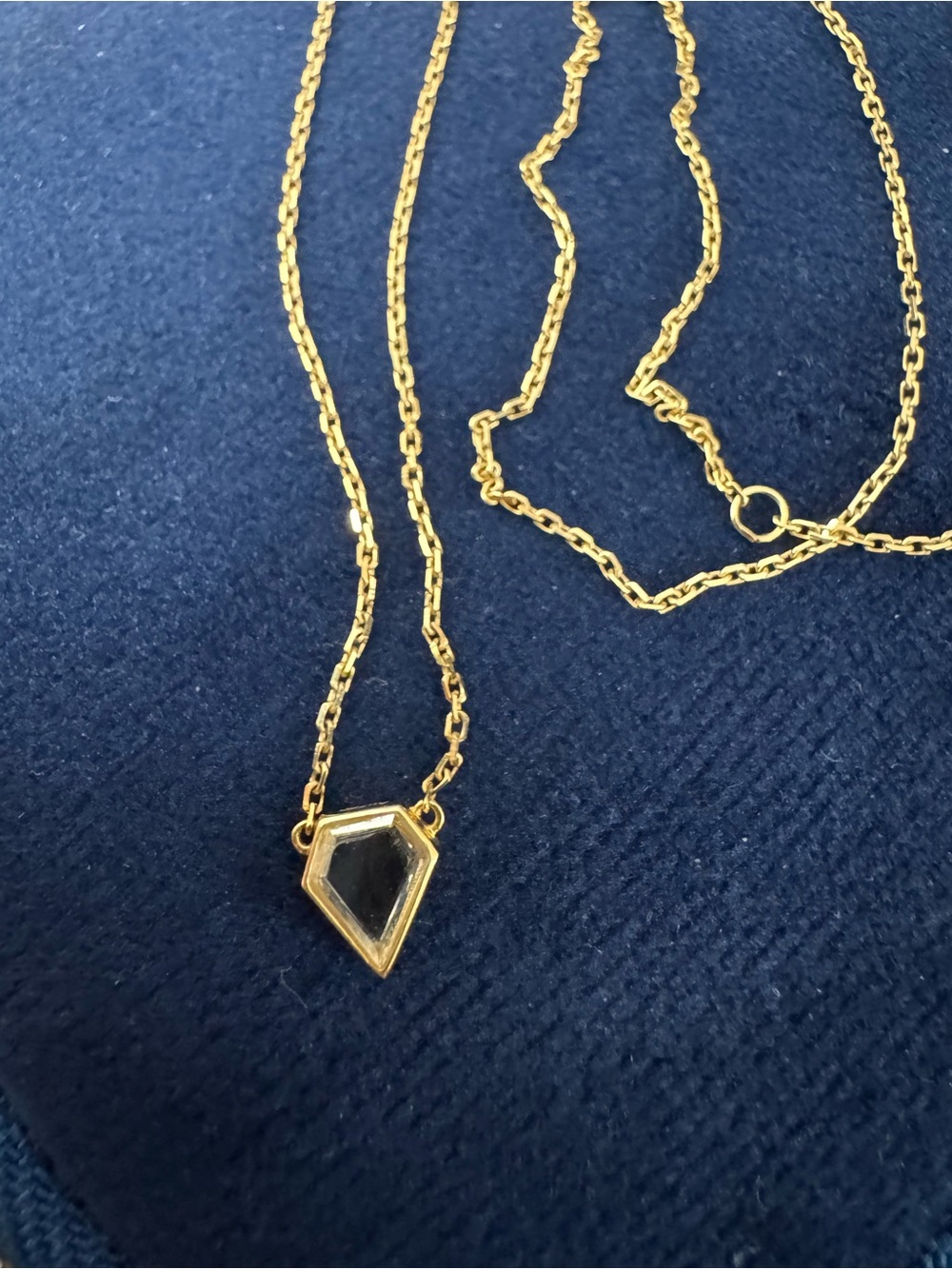18K Yellow Gold 0.211ct Natural Portrait Cut Diamond Necklace Pendant Au750